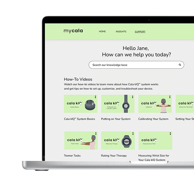 Photo of laptop with the MyCala.com portal on screen